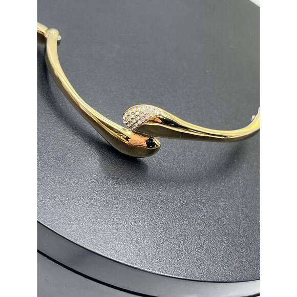 Skagen Gold Plated Hinged Pave knob ends Crossover Pebble Bangle Bracelet - Picture 11 of 13